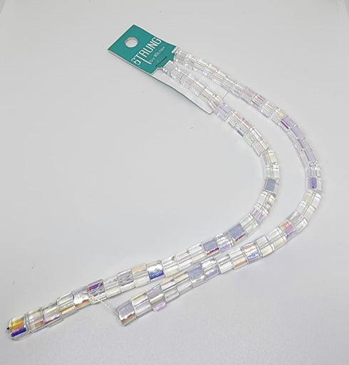 6mm Square Glass Strung Beads (available in 2 colours)